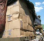 loaded truck of WFP goods and supplies